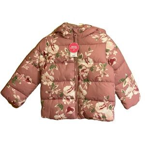 4T Floral Puffer Jacket, The Children's Place, Pink and Ivory